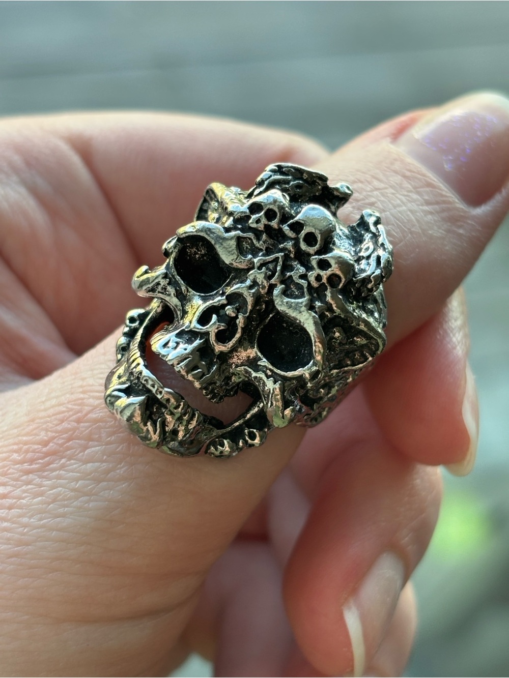 Silver Skull Statement Ring - Bold Gothic Jewelry